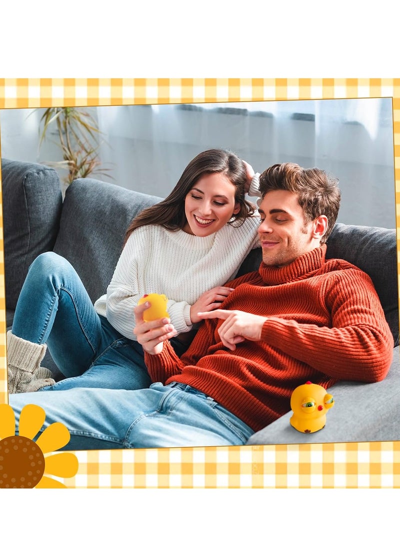 Excefore Chicken Squeeze Toys, 2 Pcs Funny Stress Relief Squishy Toys, with Pop Out Eyes, Funny Stretch Animal Splat Toys, Squeeze Stress Relief Toys for Adults, for Kids and Adults - Image 5