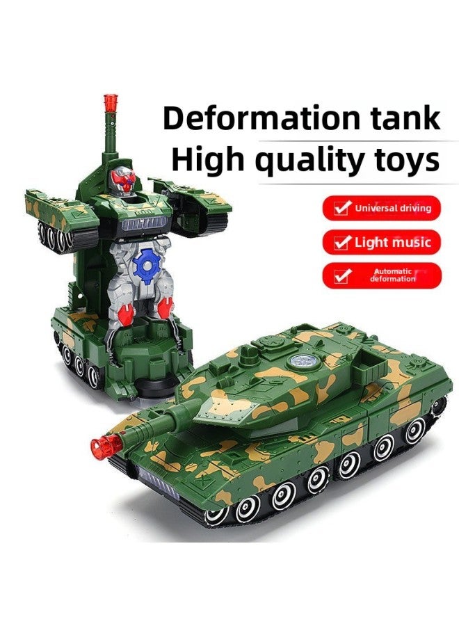 Loquat Children's Electric Deformation Tank Toy Armored Car Universal Light Sound Effect Male Baby Educational Toys Tiktok Hot Selling-Color:Electric Deformation Tank-Specifications:Charging Version 【with - Image 1