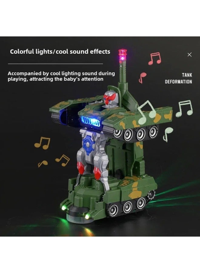 Loquat Children's Electric Deformation Tank Toy Armored Car Universal Light Sound Effect Male Baby Educational Toys Tiktok Hot Selling-Color:Electric Deformation Tank-Specifications:Charging Version 【with - Image 4