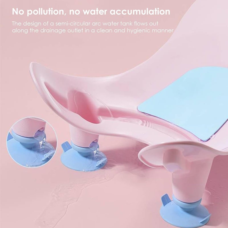 MUMMAMIA Clean Rinse Baby Bather, Infant Buttock Washing bathrack; Lying Bather for Boy Girl, Multifunction Quick Dry Bath Support for Use on Counter Sink 0-12 Months (Pink) - Image 3