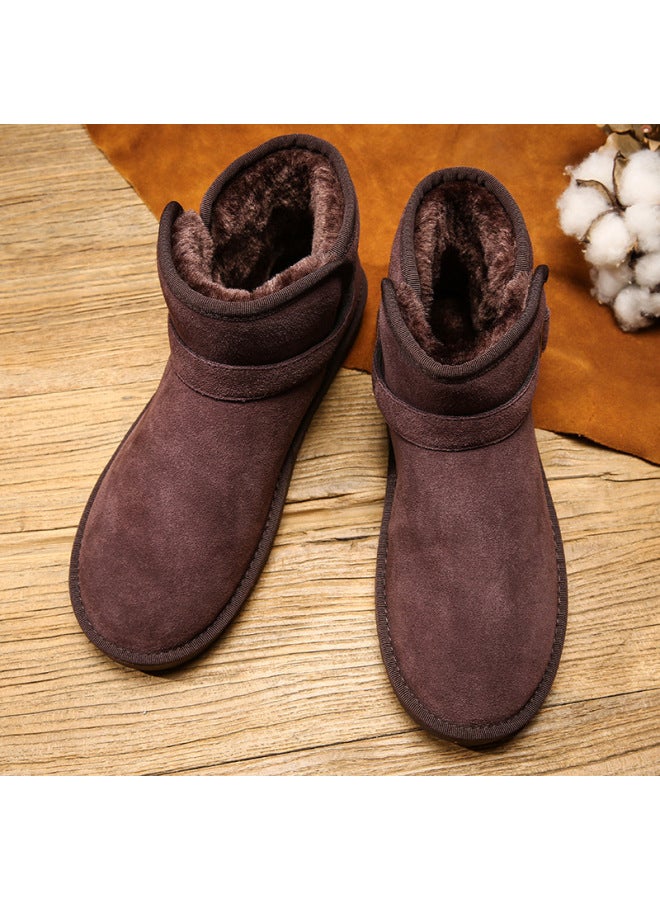 Winter High-top Cotton Shoes, Warm Snow Boots, Genuine Leather Shoes For The Elderly, Extra Large Size Men's Shoes, Walking Shoes