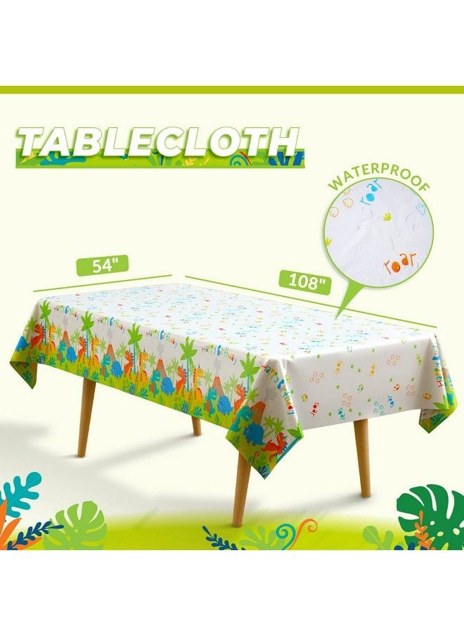 Generic - Dinosaur Birthday Party Supplies Serves 16 With Backdrop, Dinosaur Party Decorations For Boys, Complete Pack Include Hanging Swirls, Tablecloth, Plates And Napkins Set, Total 173Pcs - Image 1