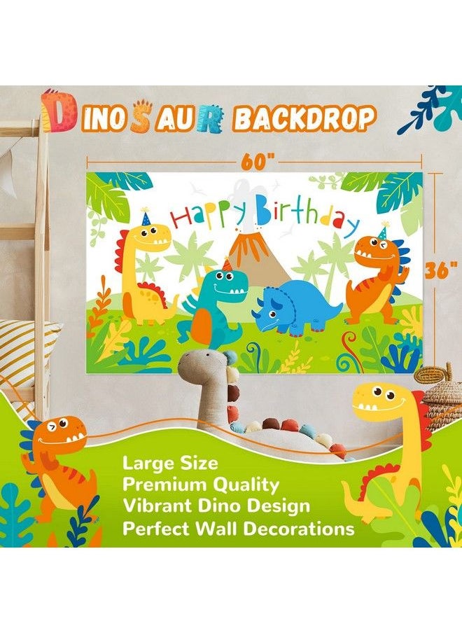 Generic - Dinosaur Birthday Party Supplies Serves 16 With Backdrop, Dinosaur Party Decorations For Boys, Complete Pack Include Hanging Swirls, Tablecloth, Plates And Napkins Set, Total 173Pcs - Image 1