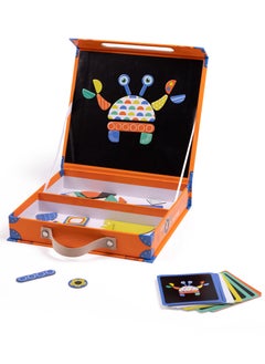 Eurekakids Magnetic Crazy Shapes and Cards 67pcs| Educational toy for Toddler and Kids | Learn Shapes and Develop Creativity | Includes Magnetic Briefcase | For 3Y+