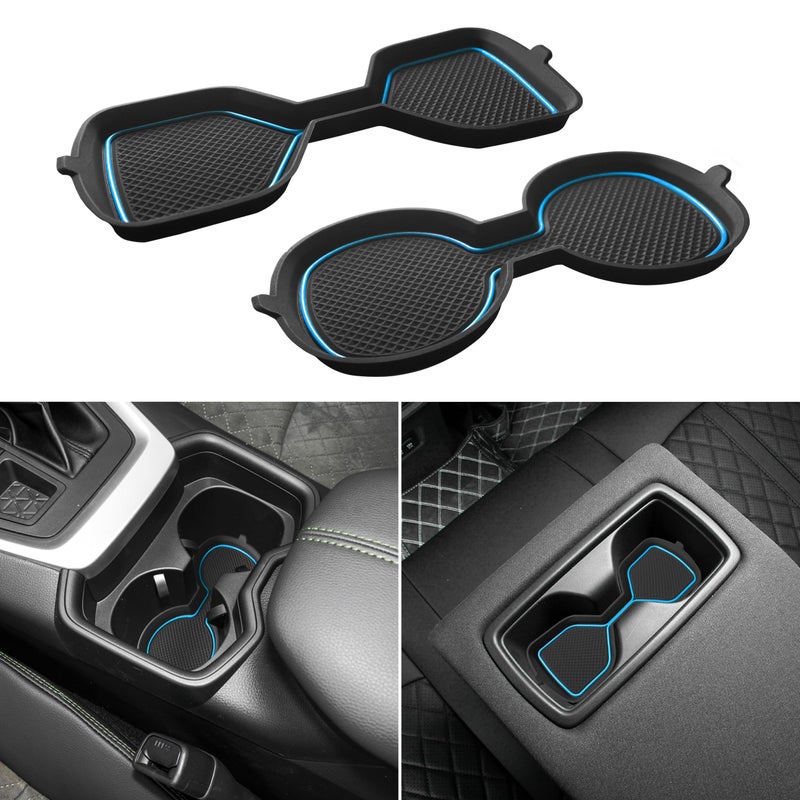 SENSHINE 3D Cup Holder Inserts for Toyota Rav4 Accessories 2025 2024 2023 2022 2021 2020 2019 Silicone Cup Coaster Mat Center Console Liner Protector Pad for Toyota Rav4 2Pcs Blue