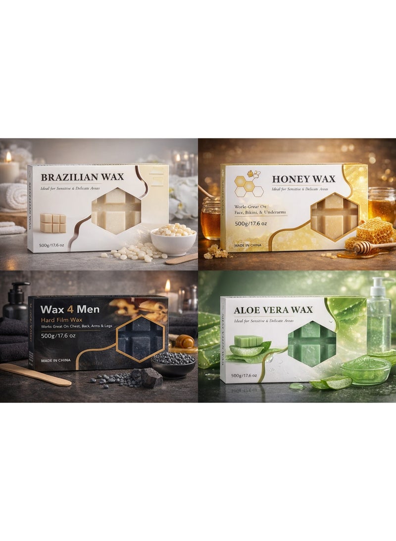 واكس شمع صلب احترافي لإزالة الشعر  برازيلي، عسل، ألوفيرا وشمع للرجال بجودة الصالونات - Image 1
