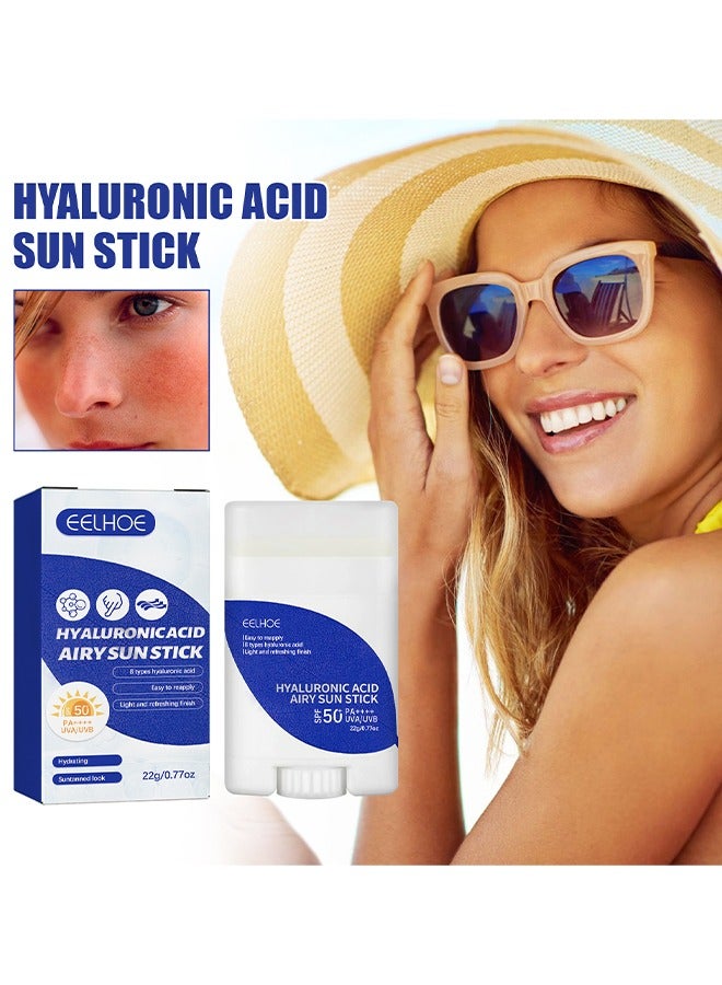 إيلهو عصا الشمس جيدة التهوية بحمض الهيالورونيك ، عصا واقية من الشمس خفيفة الوزن للوجه ، واقي من الشمس مرطب للوجه حماية قوية من الأشعة فوق البنفسجية ، غير لامع طويل الأمد غير دهني مقاوم للماء SPF 50+ PA ++++ - Image 1