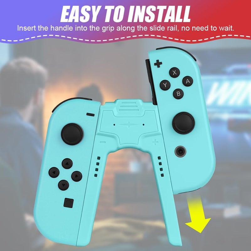 OFFCUP Charger Compatible with Joy Con for Nintendo Switch and OLED Model, Charging Grip Handle, Comfort V-Shaped Game Controller with LED Indicator, USB Type-C, Blue - Image 4