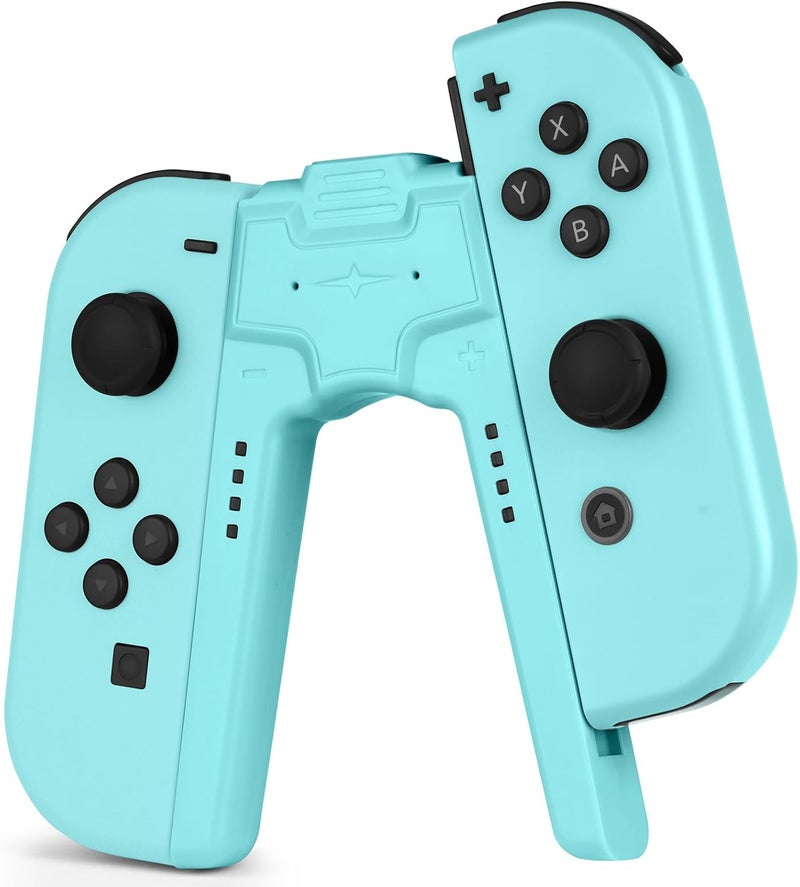 OFFCUP Charger Compatible with Joy Con for Nintendo Switch and OLED Model, Charging Grip Handle, Comfort V-Shaped Game Controller with LED Indicator, USB Type-C, Blue - Image 1