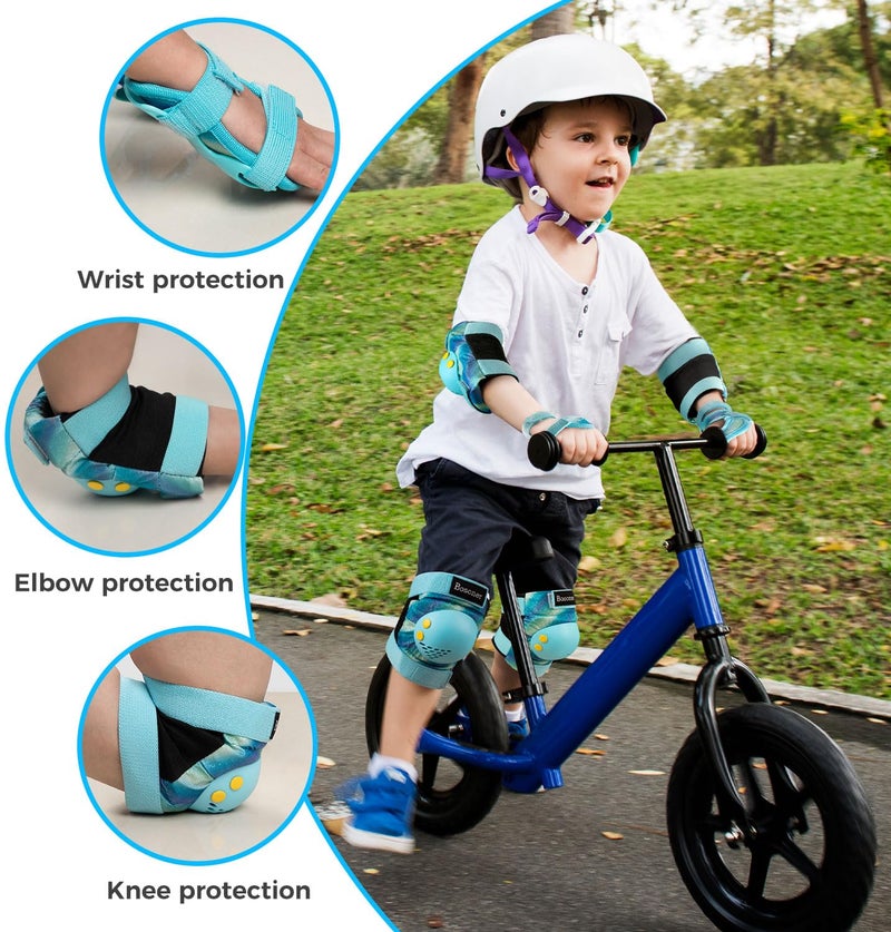 BOSONER Knee Elbow Pads for Kids: Roller Bike Protective Gear with Wrist Guards for Toddler and Kids - 6Pcs Sport Safety Set for Girls - Image 2