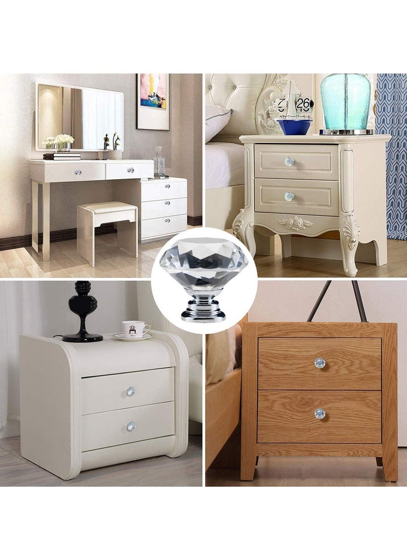 BreeJooy - 12 pack drawer knobs diamond shaped crystal glass 30mm cabinet knobs pull handles. - Image 1