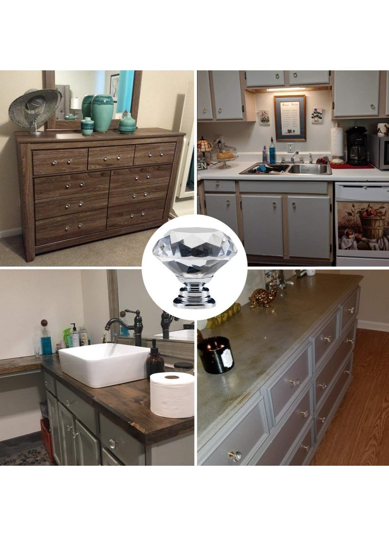 BreeJooy - 12 pack drawer knobs diamond shaped crystal glass 30mm cabinet knobs pull handles. - Image 1