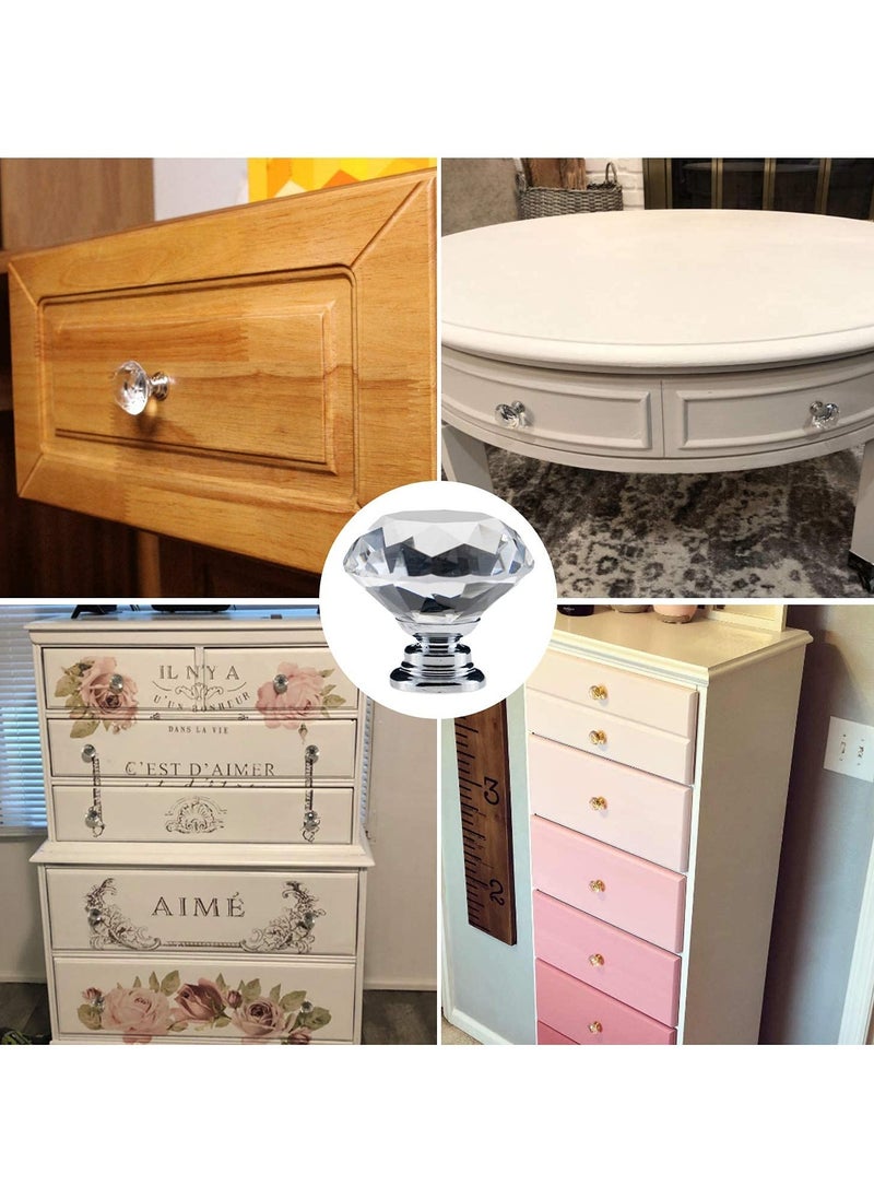 BreeJooy - 12 pack drawer knobs diamond shaped crystal glass 30mm cabinet knobs pull handles. - Image 1