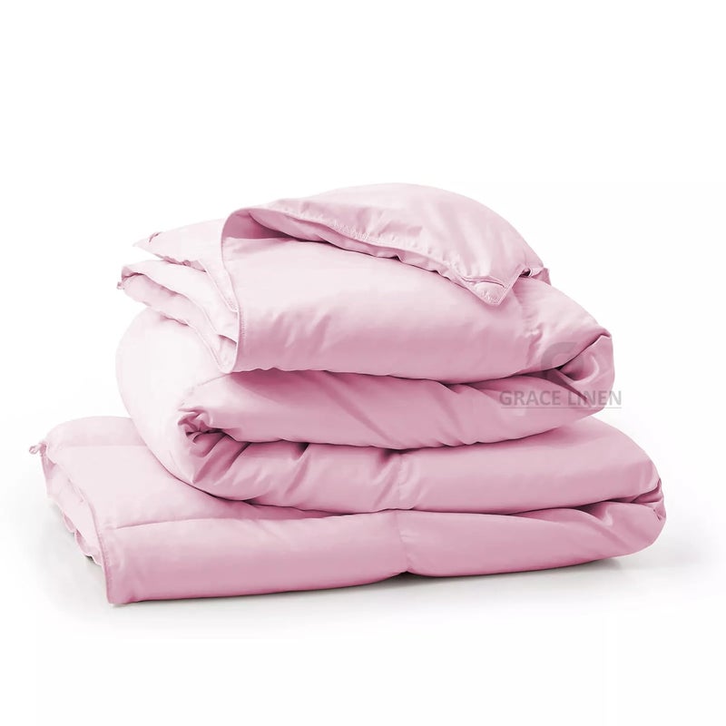 Grace Linen 400 GSM Heavy Winter Comforter for Single Size 60X90 Restful Sleep Soft Microfiber Single Size ComforterQuiltDuvetBlanket Single Size Baby Pink Color - Image 3