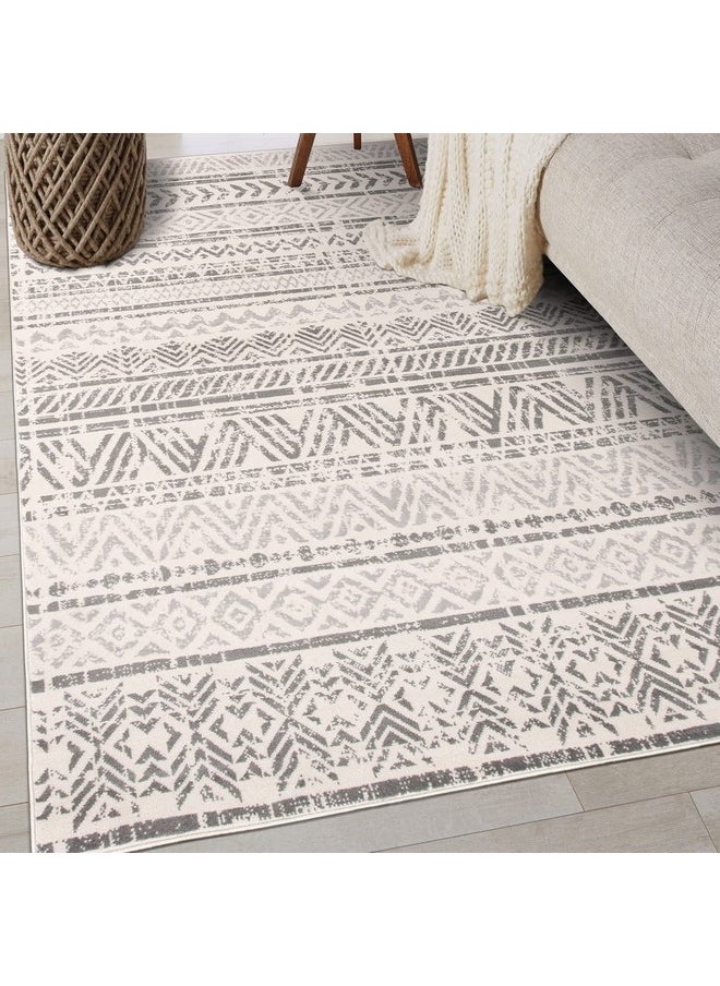 Rugshop - Geometric Boho Perfect For High Traffic Areas Of Your Living Room,Bedroom,Home Office,Kitchen Area Rug 3'3" X 5' Gray - Image 1