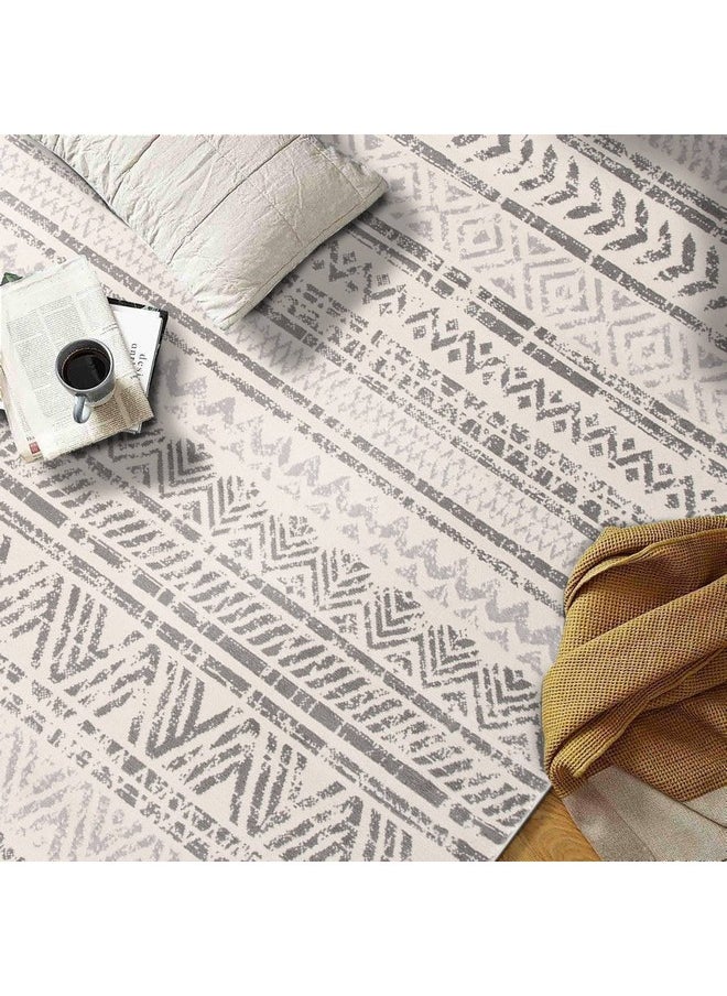 Rugshop - Geometric Boho Perfect For High Traffic Areas Of Your Living Room,Bedroom,Home Office,Kitchen Area Rug 3'3" X 5' Gray - Image 1
