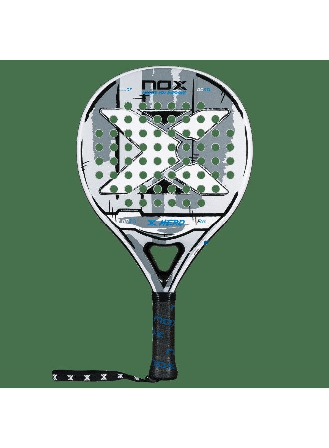 NOX X-Hero Padel Racket – 4” Grip, Lightweight Round Shape, Soft Feel Control for Beginners & Intermediate Players, White - Image 2