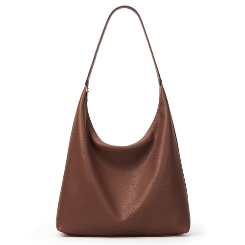 KALIDI Casual Tote Bag Vegan Leather Hobo Zipper Work Bag Weekender Shoulder for Women Shoulder Travel Purse (Dark Coffee) - Image 1
