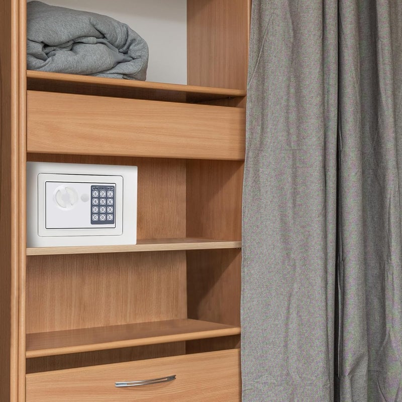 Harmony Home صندوق الأمان الرقمي هارموني هوم للمنازل والمكاتب والفنادق | صندوق أمان معدني لحماية الأموال مع لوحة مفاتيح ومفاتيح طوارئ | صندوق قفل بكلمة مرور للنقود والمجوهرات وجوازات السفر والمستندات (أبيض) - Image 1