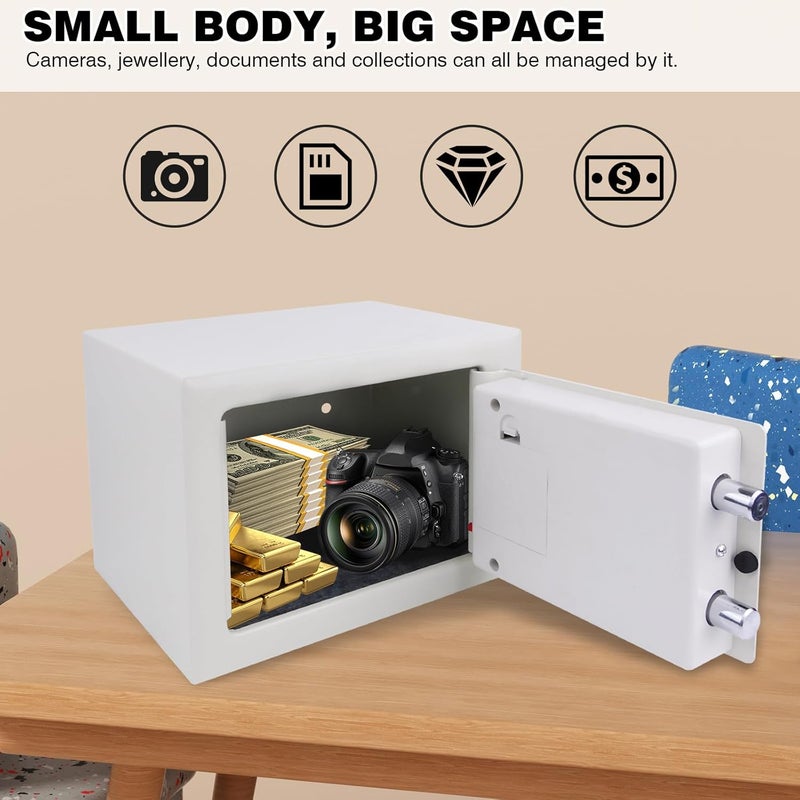 Harmony Home صندوق الأمان الرقمي هارموني هوم للمنازل والمكاتب والفنادق | صندوق أمان معدني لحماية الأموال مع لوحة مفاتيح ومفاتيح طوارئ | صندوق قفل بكلمة مرور للنقود والمجوهرات وجوازات السفر والمستندات (أبيض) - Image 4