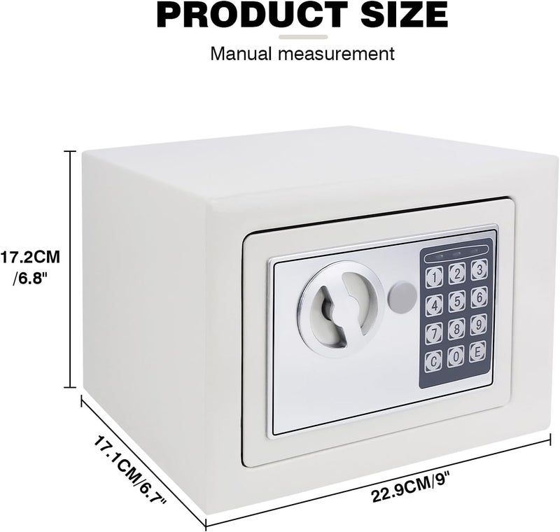 Harmony Home صندوق الأمان الرقمي هارموني هوم للمنازل والمكاتب والفنادق | صندوق أمان معدني لحماية الأموال مع لوحة مفاتيح ومفاتيح طوارئ | صندوق قفل بكلمة مرور للنقود والمجوهرات وجوازات السفر والمستندات (أبيض) - Image 3