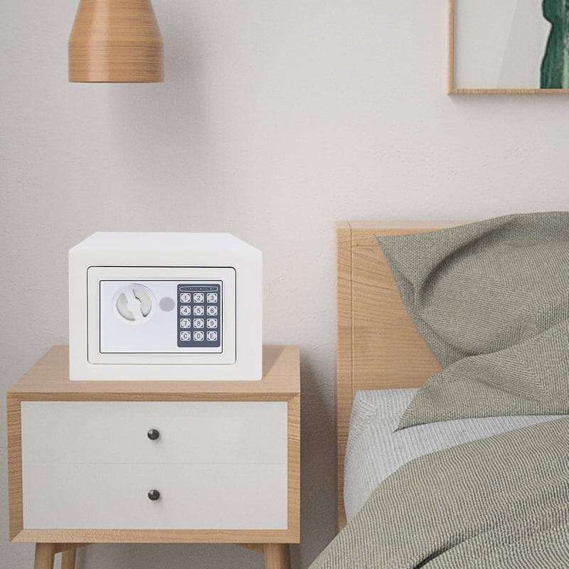Harmony Home صندوق الأمان الرقمي هارموني هوم للمنازل والمكاتب والفنادق | صندوق أمان معدني لحماية الأموال مع لوحة مفاتيح ومفاتيح طوارئ | صندوق قفل بكلمة مرور للنقود والمجوهرات وجوازات السفر والمستندات (أبيض) - Image 2