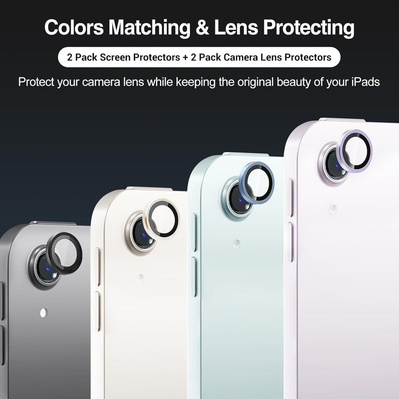 برو كيسيز عبوة من قطعتين من واقي الشاشة لجهاز آيباد إير 13 بوصة 2024 + عبوة من قطعتين من واقي عدسة الكاميرا بألوان آيباد متطابقة، وواقي غشاء من الزجاج المقوى لجهاز آيباد إير 13 بوصة 2024 M2 - رمادي - Image 2