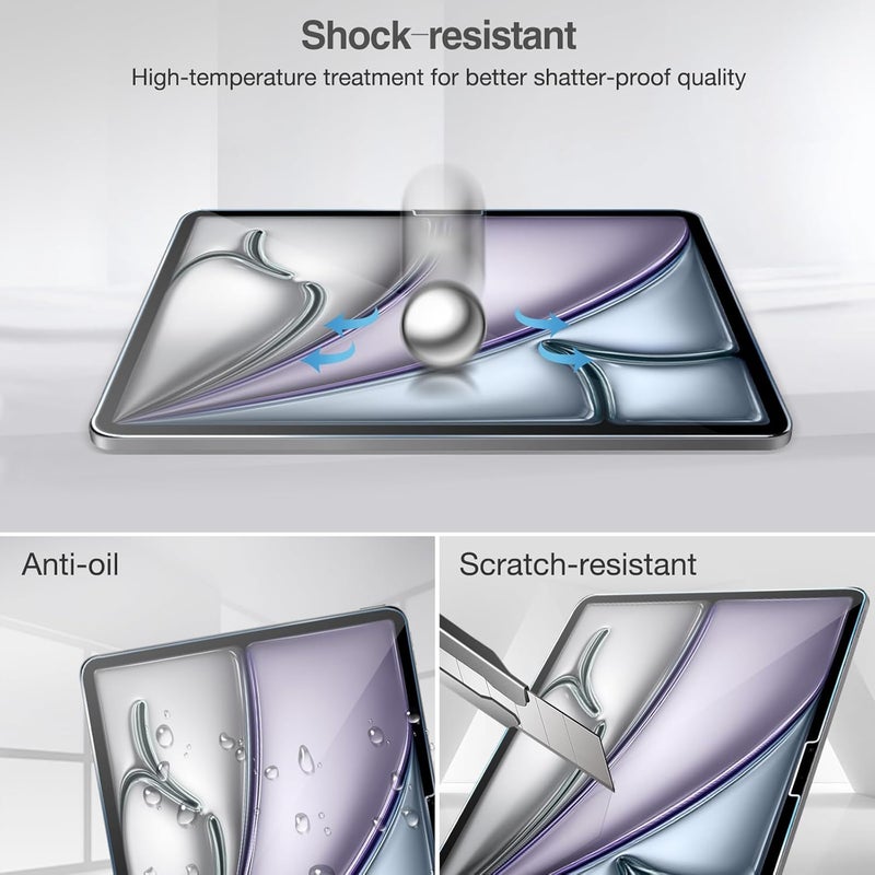 برو كيسيز عبوة من قطعتين من واقي الشاشة لجهاز آيباد إير 13 بوصة 2024 + عبوة من قطعتين من واقي عدسة الكاميرا بألوان آيباد متطابقة، وواقي غشاء من الزجاج المقوى لجهاز آيباد إير 13 بوصة 2024 M2 - رمادي - Image 5