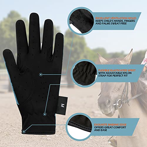 Thapower Kids Horseback Riding Gloves Mesh Equestrian Riding Gloves Boys & Girls Youth Outdoor Sport Mitts Perfect for Biking Cycling Gardening Blue L - Image 4