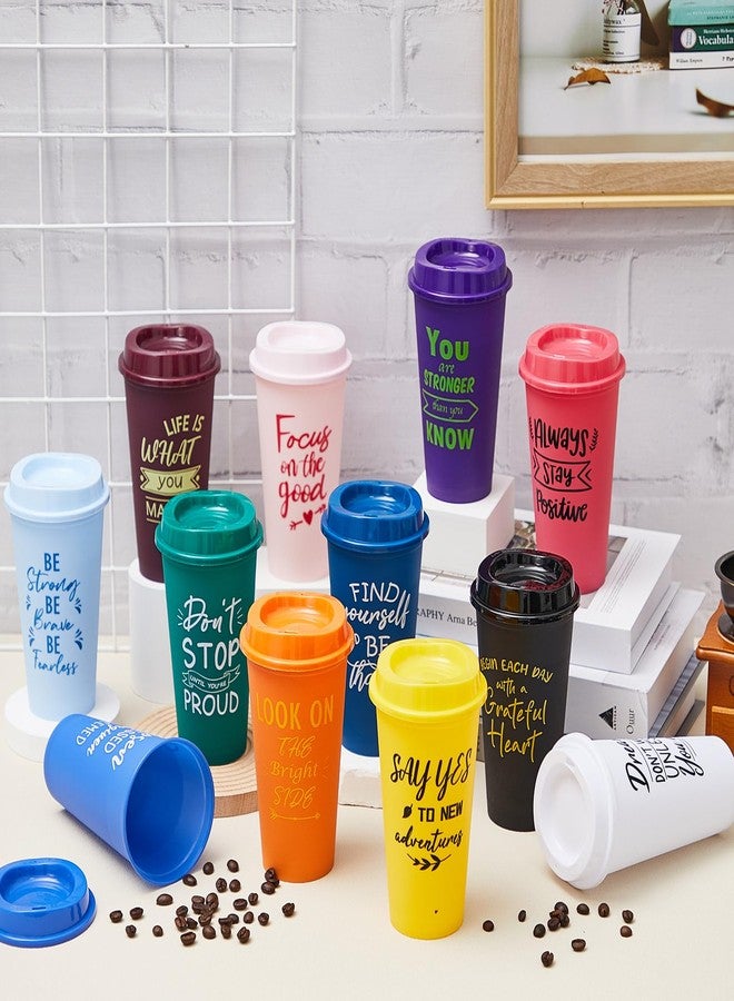 FillTouch 48 Pcs Inspirational Gifts for Employee Coworkers Staff Teammate, 16oz Reusable Plastic Coffee Cups with Positive Sayings, Bundle Gifts for Woman Man Coworker (Bright Color,Inspirational) - Image 4