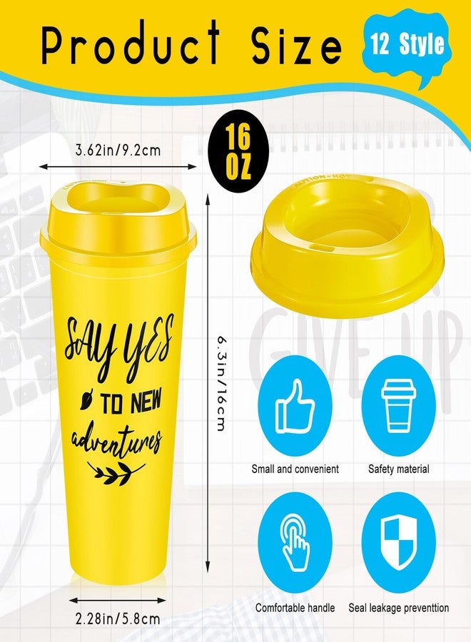 FillTouch 48 Pcs Inspirational Gifts for Employee Coworkers Staff Teammate, 16oz Reusable Plastic Coffee Cups with Positive Sayings, Bundle Gifts for Woman Man Coworker (Bright Color,Inspirational) - Image 2