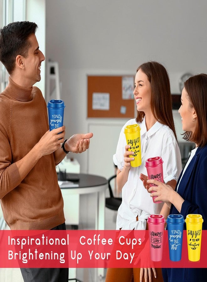 FillTouch 48 Pcs Inspirational Gifts for Employee Coworkers Staff Teammate, 16oz Reusable Plastic Coffee Cups with Positive Sayings, Bundle Gifts for Woman Man Coworker (Bright Color,Inspirational) - Image 5