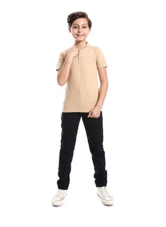 Henely Neck Basic T-shirt Casual Look For Boy _Beige