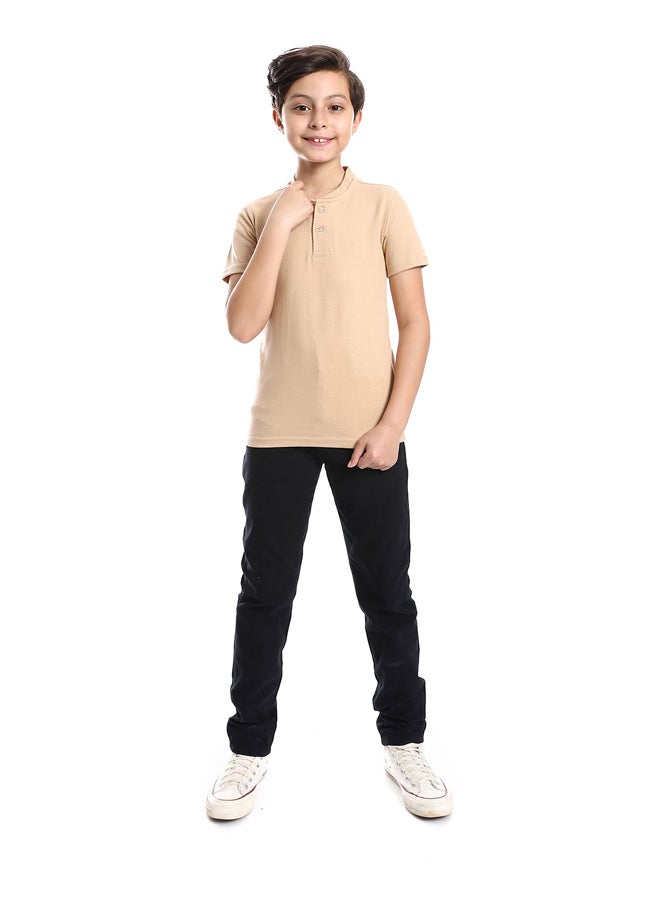Andora - Henely Neck Basic T-shirt Casual Look For Boy _Beige - Image 1
