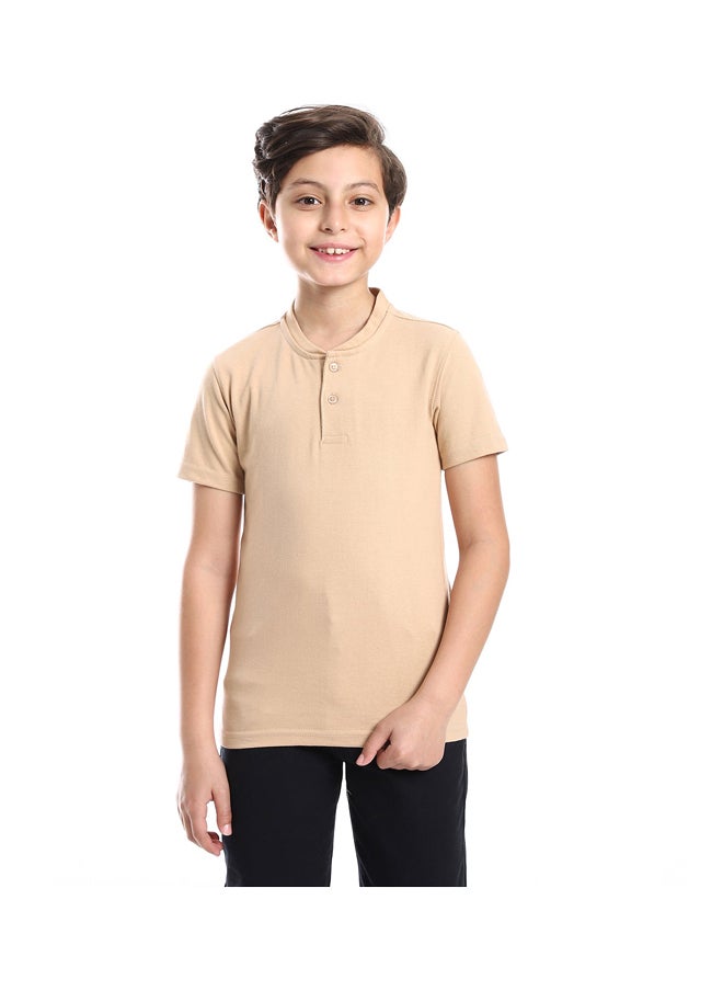 Andora - Henely Neck Basic T-shirt Casual Look For Boy _Beige - Image 1
