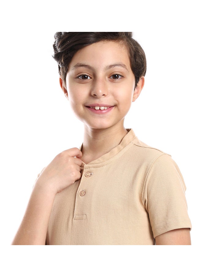 Andora - Henely Neck Basic T-shirt Casual Look For Boy _Beige - Image 1