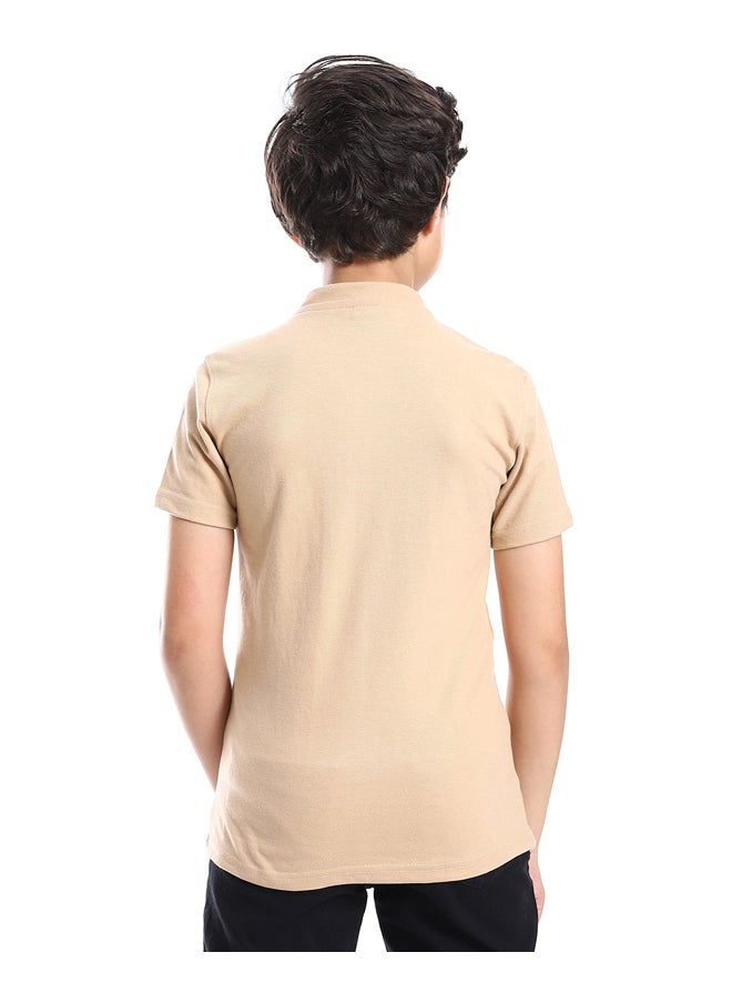 Andora - Henely Neck Basic T-shirt Casual Look For Boy _Beige - Image 1
