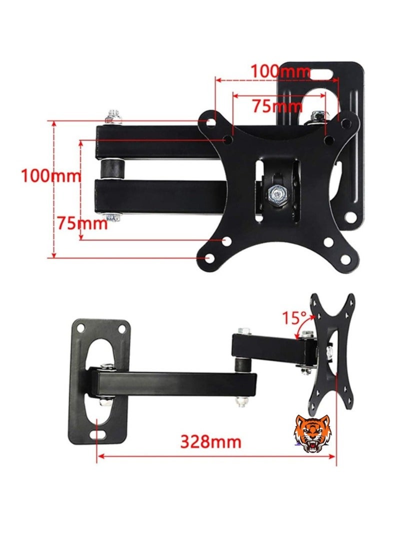 TIGER "Full Motion TV Wall Mount Bracket for 10''-27'' LED Displays – Swivel, Extension Arm, 100x100mm VESA, Supports Up to 10kg"  - Image 2