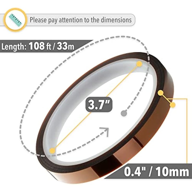 Heat Tape - 10mm x 33m (108ft), 2 Rolls, High Temperature Tape for Sublimation and Heat Press - Image 3