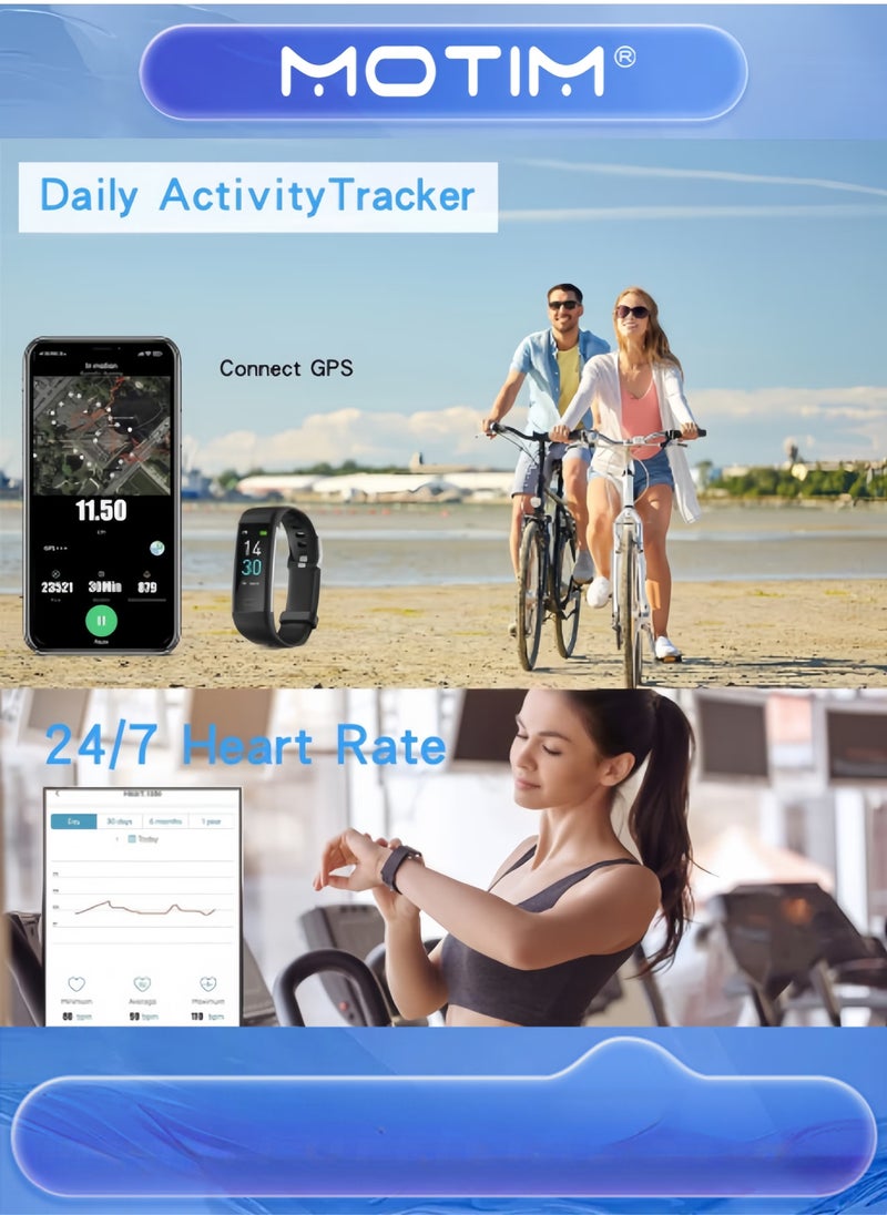 Motim Fitness Tracker with Heart Rate Monitor Sleep Monitor Calorie Counter for Android Phones & iOS Phones Sports Tracker for Women & Men & Kids  - Image 2