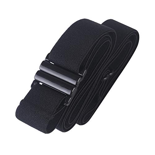 TIGHTS UP® Adjustable, No Show, Flat Buckle, Invisible Elastic Belt. Stretch Belt for Women and Men - Black Plus Belt - Image 1