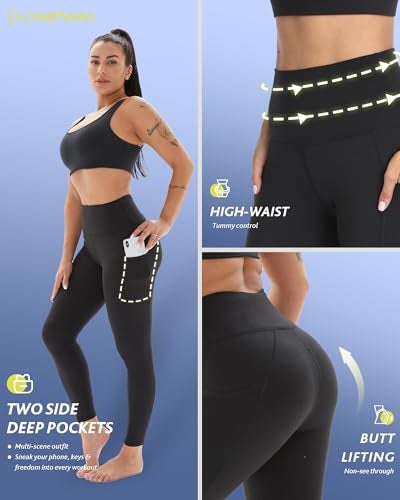 CAMPSNAIL 4 Pack High Waisted Leggings for Women - Soft Tummy Control Slimming Yoga Pants for Workout Running Reg & Plus Size - Image 3
