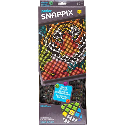 Perler Jungle Tiger Snappix NoIron Fuse Bead Craft Kit for Kids 12 x 12 Multicolor 2203 Piece