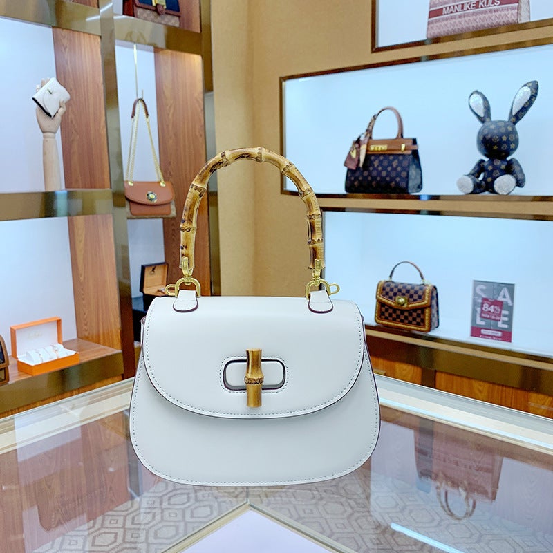 Bamboo Bag Vintage Saddle Bag Genuine Leather Women'S Bag 2023 New High-Grade Small Bag Shoulder Messenger Handbag For Women - Image 1