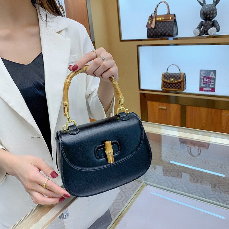 Bamboo Bag Vintage Saddle Bag Genuine Leather Women'S Bag 2023 New High-Grade Small Bag Shoulder Messenger Handbag For Women - Image 4