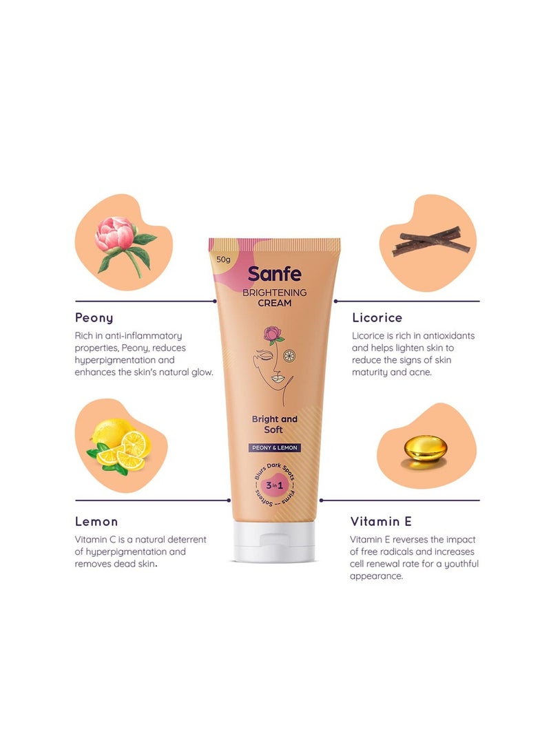 سانفي كريم تفتيح سانفي 50 جم - للبشرة غير المستوية والداكنة والمرققة - مستخلصات الفاوانيا الطبيعية وعرق السوس والليمون مع فيتامين E 50 جم - Image 2