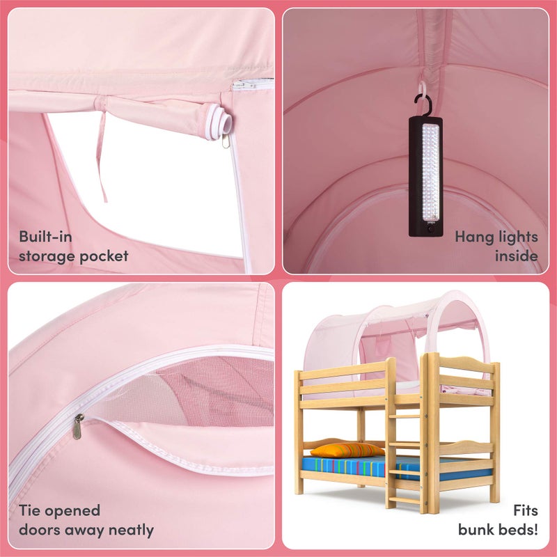 Snuggy Pod Bed Canopy â€“ Pink (Twin Size) | Pop-Up Bed Tent | Sensory-Friendly Indoor Sleep Pod with Privacy & Light Blocking | Lightweight, Breathable & Foldable Design | Carry Bag Included - Image 5