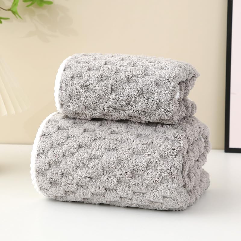 Home-Cloud HomeCloud Microfiber Soft & Fuffy Bath Towel 400 GSM with Hanging Loop| 3X Softer Than Cotton Towels | Highly Absorbent| Perfect for Home, Pool & Gym | Set of 2 (1Bath(140x72cm), 1Face Towel(75x35cm) - Image 1