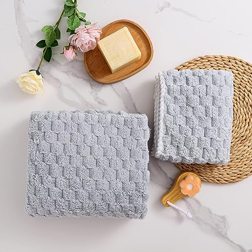 Home-Cloud HomeCloud Microfiber Soft & Fuffy Bath Towel 400 GSM with Hanging Loop| 3X Softer Than Cotton Towels | Highly Absorbent| Perfect for Home, Pool & Gym | Set of 2 (1Bath(140x72cm), 1Face Towel(75x35cm) - Image 4