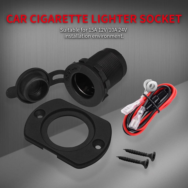 DaierTek 12V Cigarette Lighter Socket Replacement Female Connector DC Socket Power Outlet Cigarette Lighter Outlet with Wire Fuse and Waterproof Cover for Car Marine Boat Auto - Image 5